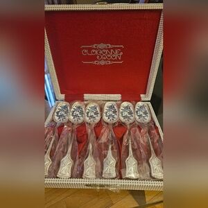 6 piece enamel cloisonne spoons. Demitasse set. Artistic enamel ware